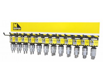 Rack of 1/2in Drive Hexagon Bit Sockets